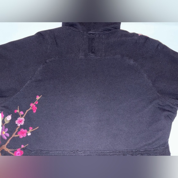 Johnny Was Embroidered Floral Zip-Up Hoodie Jacket in Black Pink Yellow – Large - Picture 14 of 16